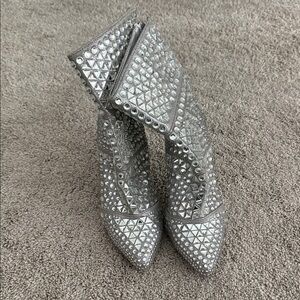 Steve Madden Silver Studded Heeled Boots